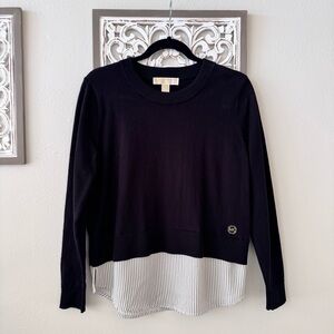 Michael Kors Black and White Layered Long Sleeve Top